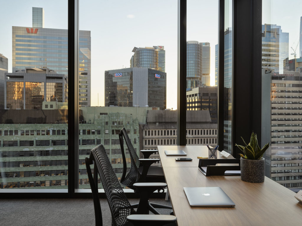 Office with a view of Sydney skyline located in Hub Wynyard