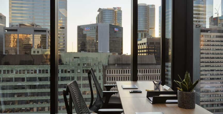 Office with a view of Sydney skyline located in Hub Wynyard