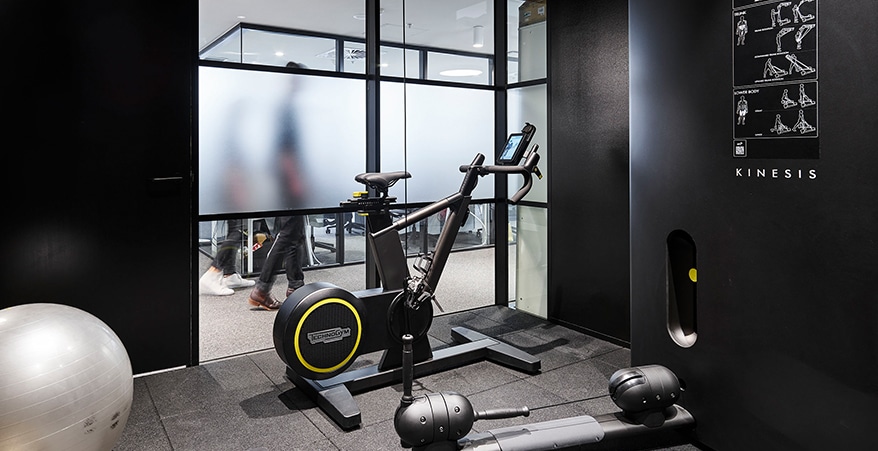 Fitness studio with exercise equipment