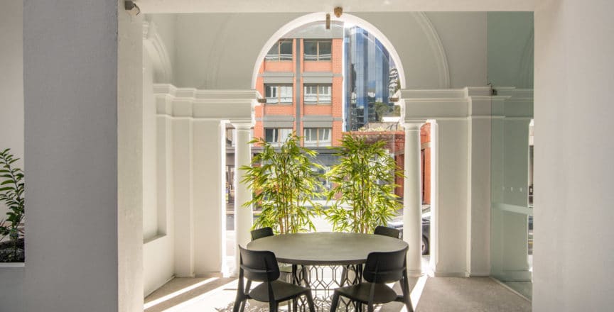 outdoor chairs on office balcony