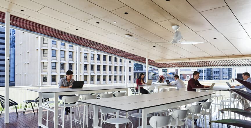Hub Anzac Square rooftop seating
