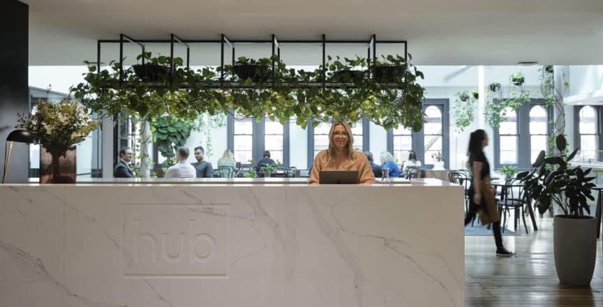 woman at concierge desk