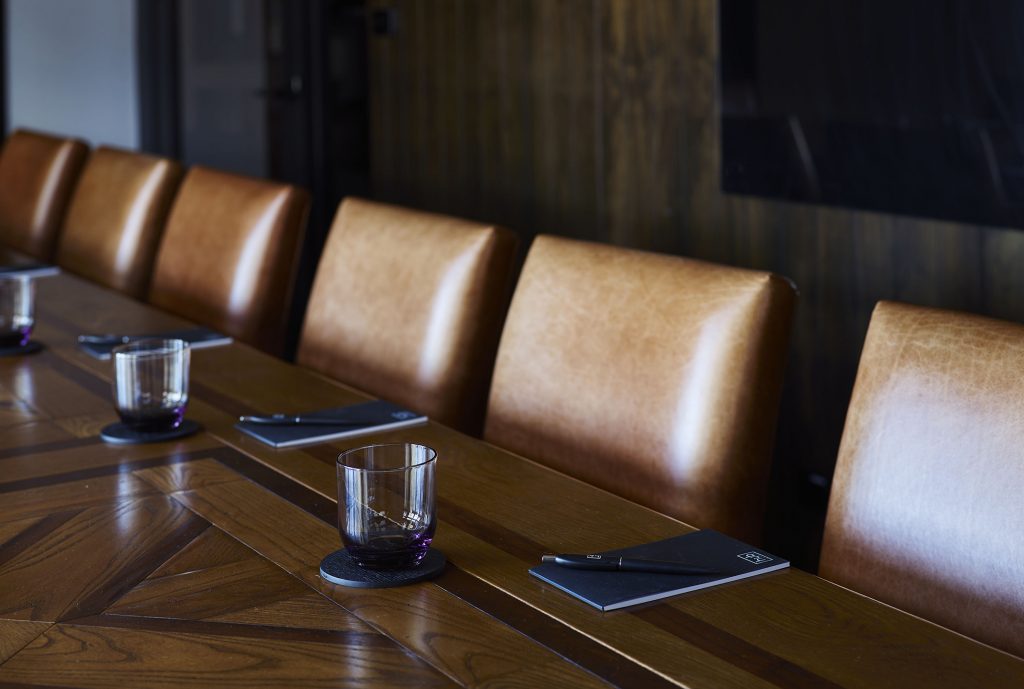 close up of boardroom chairs