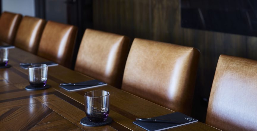 close up of boardroom chairs