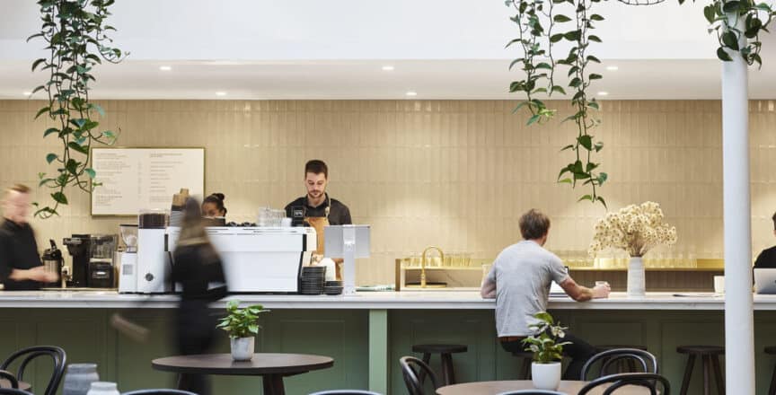 people sitting in a cafe