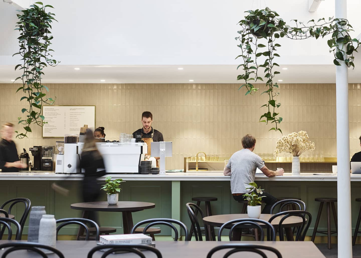 people sitting in a cafe