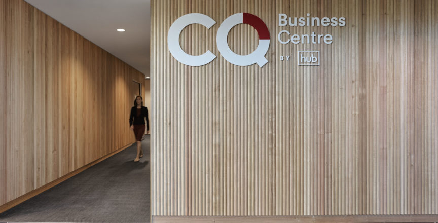 text on a wall that says Civic Quarter Business Centre by Hub