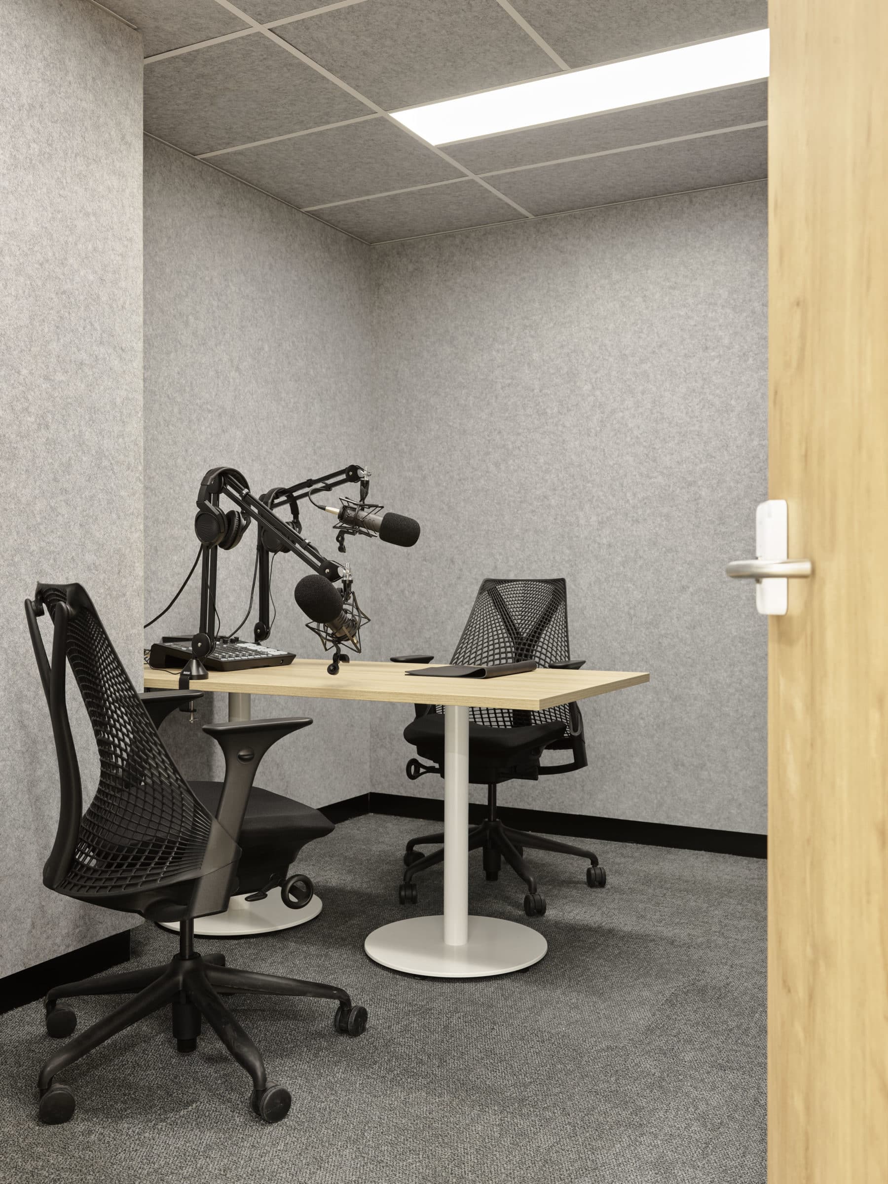 podcasting studio with chairs at Hub St Kilda Road