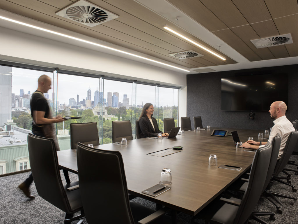 boardroom with view of city