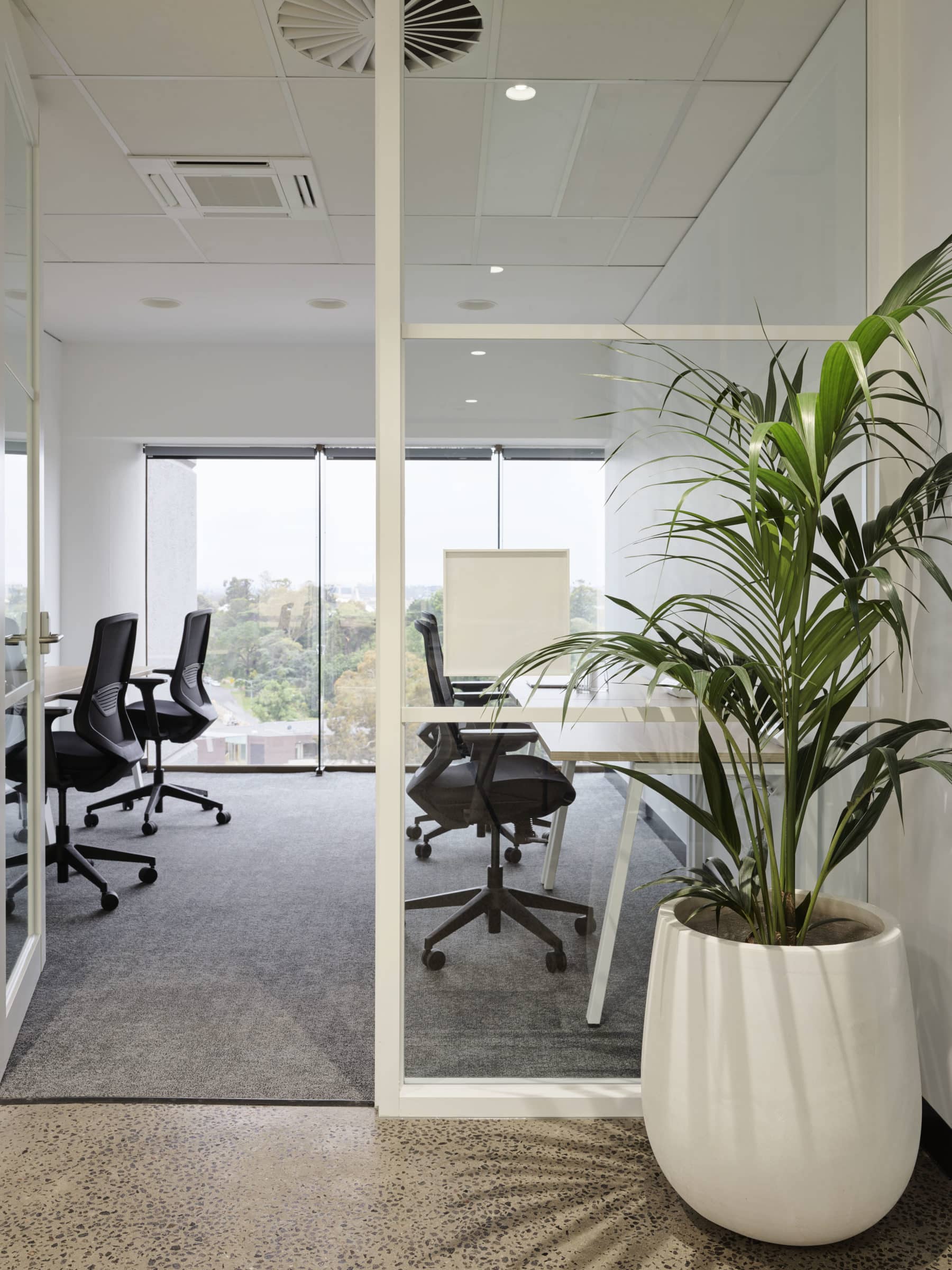 office with chairs with pot plant at Hub St Kilda Road