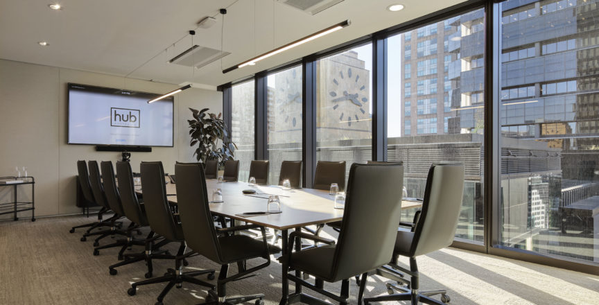 boardroom space with table and chairs