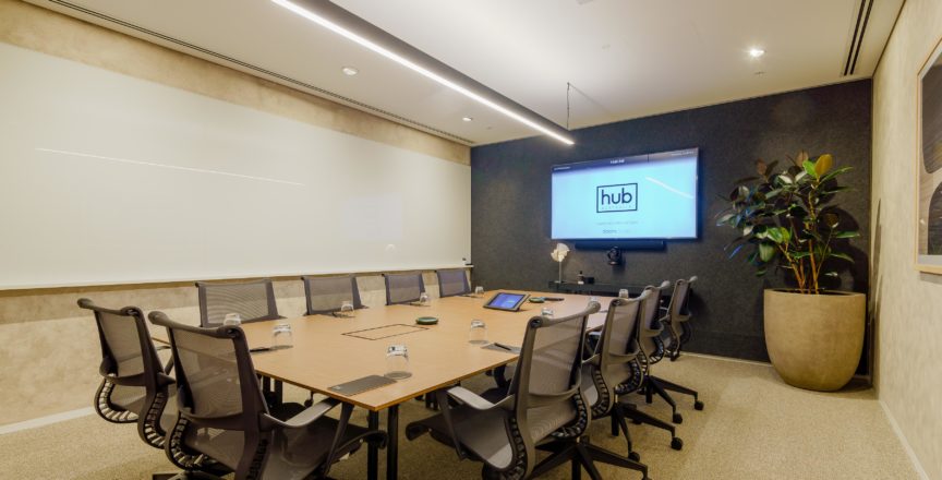 meeting room with table and chairs