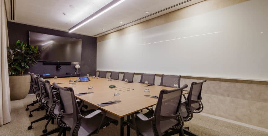 meeting room with tables and chairs