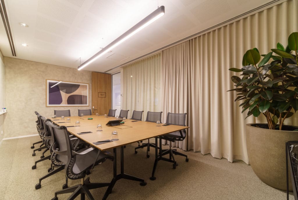 meeting room with tables and chairs