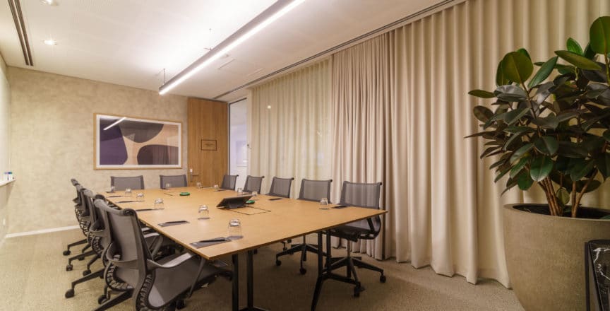 meeting room with tables and chairs