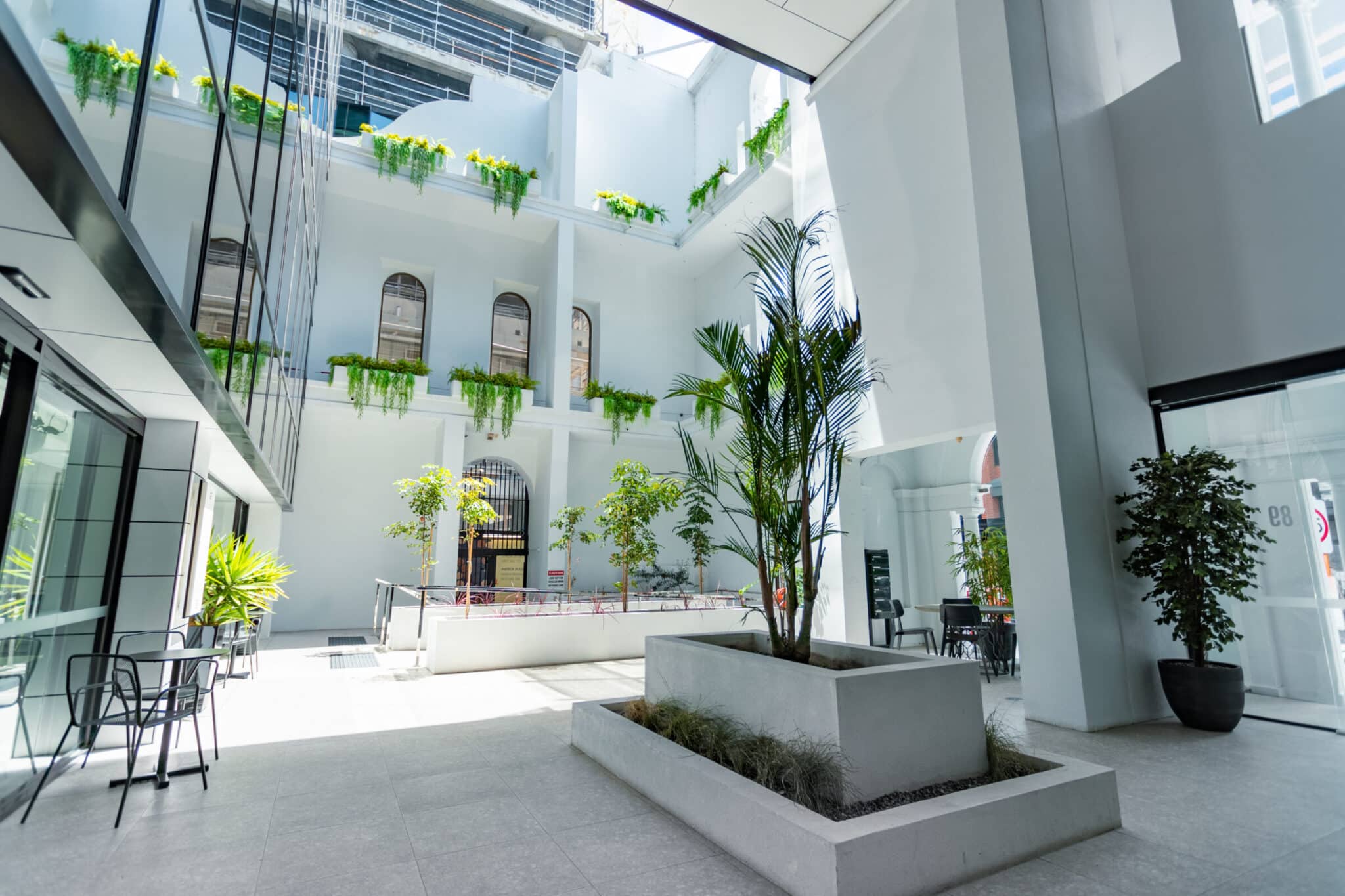 atrium entrance to an office space