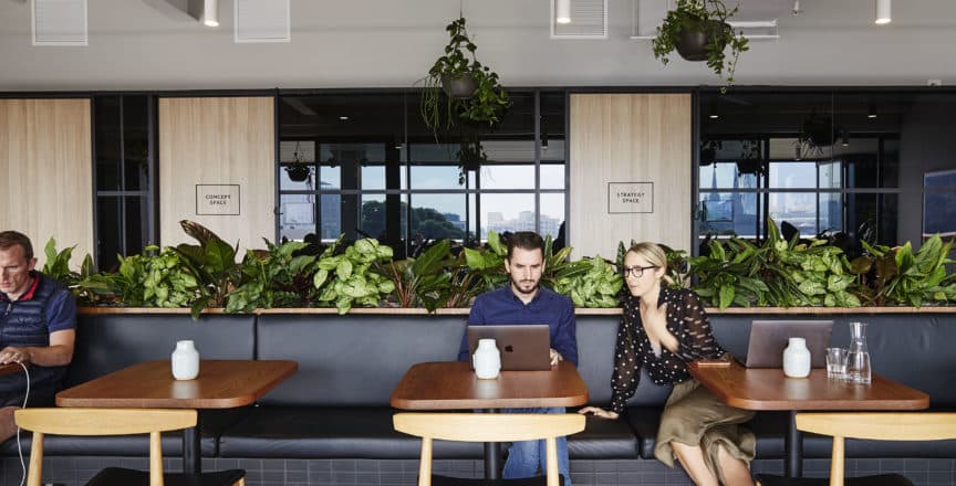 people working from cafe space of Hub Hyde Park