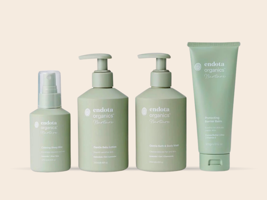 Endota prodicyst 4 bottles from the organic range, all green